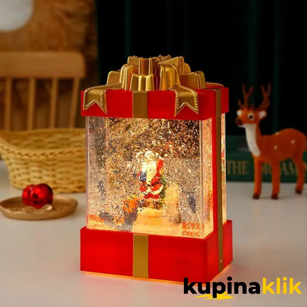 Svetleća snežna muzička kutija sa Deda Mrazom