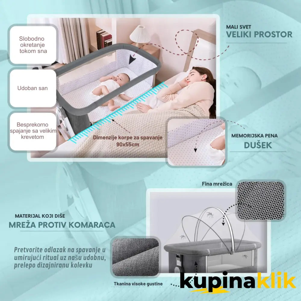 6u1 Multifunkcionalni Krevetac Siva