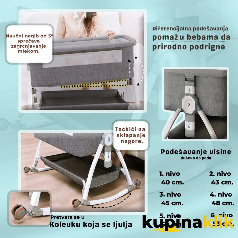 6u1 Multifunkcionalni Krevetac Siva