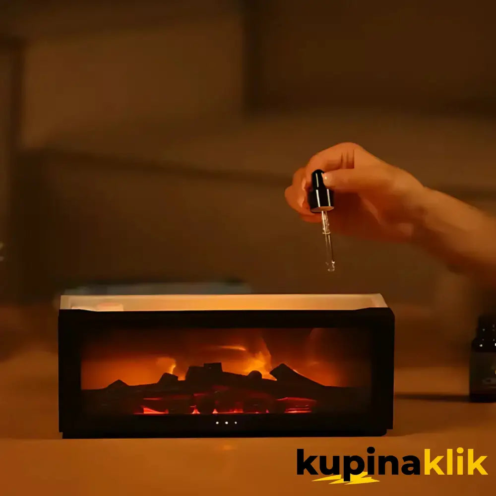 Aroma difuzer u obliku kamina sa imitacijom plamena + GRATIS set aroma ulja