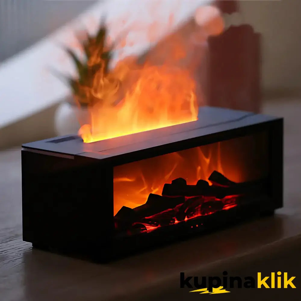 Aroma difuzer u obliku kamina sa imitacijom plamena + GRATIS set aroma ulja