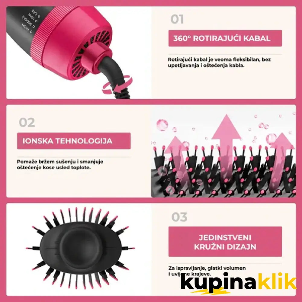 Četka za sušenje i oblikovanje kose 3u1