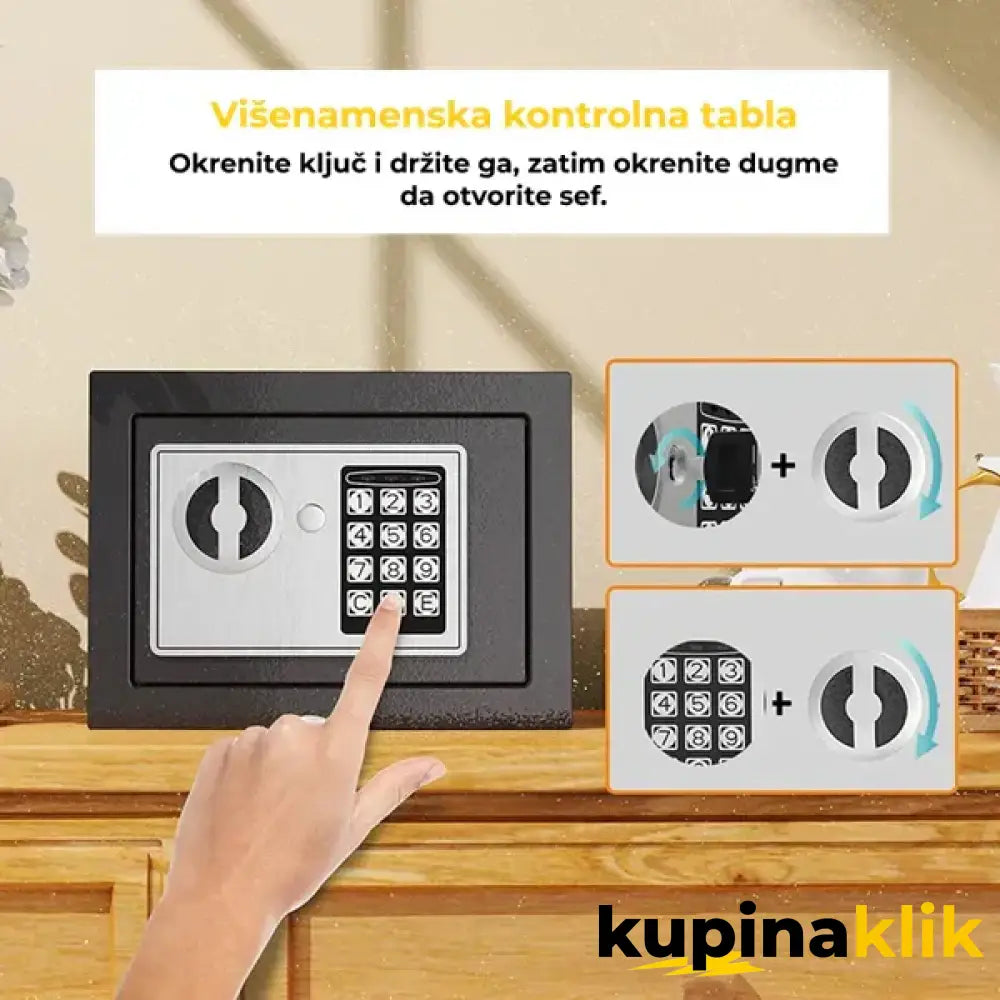 Digitalni sigurnosni sef sa 2 ključa i šifrom