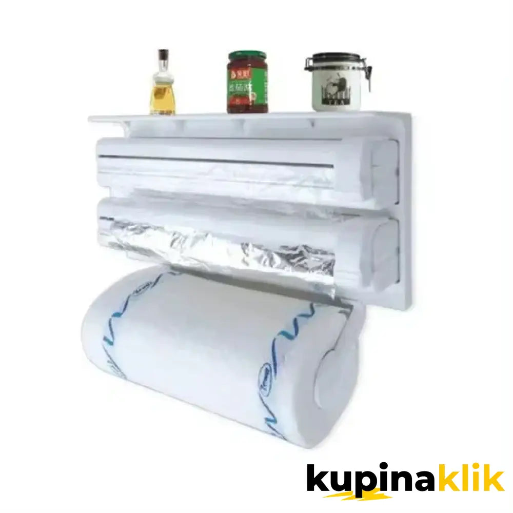 Držač za ubruse i folije - Zidni organizeri i sekač folija i ubrusa Model 2 - Beli
