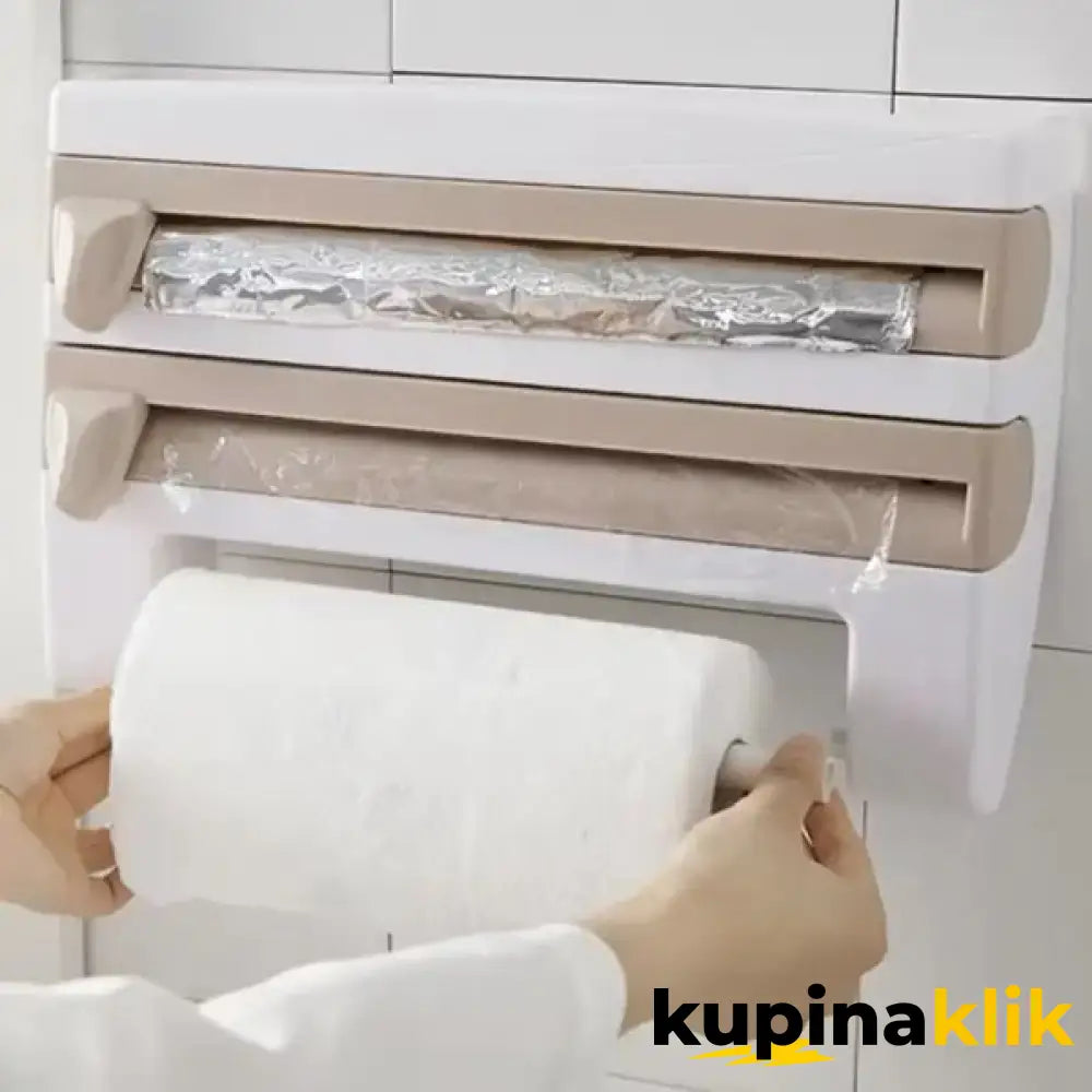 Držač za ubruse i folije - Zidni organizeri i sekač folija i ubrusa Model 3 - Krem