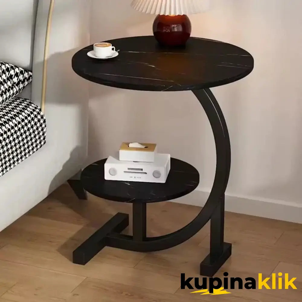Dvostruki okrugli stočić - Stočić za spavaću i dnevnu sobu Crna