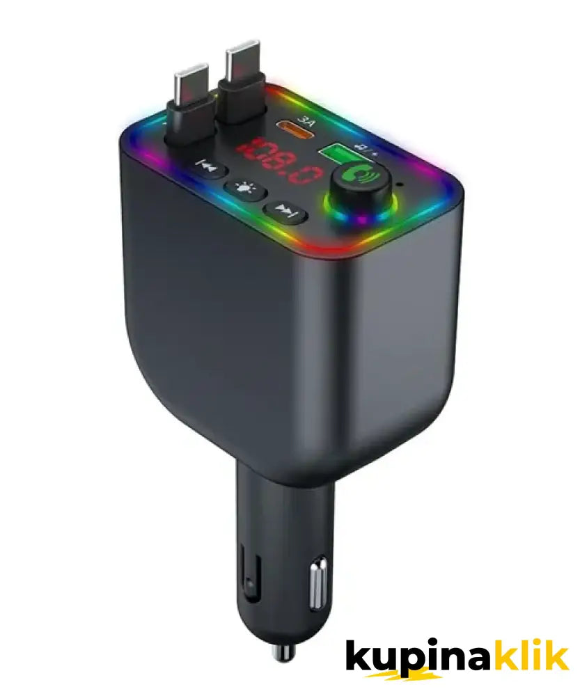 FM Transmiter Za Auto Sa Brzim Punjačem — 4u1 Bluetooth 5.3