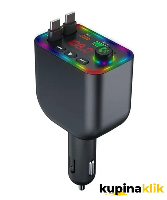 FM Transmiter Za Auto Sa Brzim Punjačem — 4u1 Bluetooth 5.3