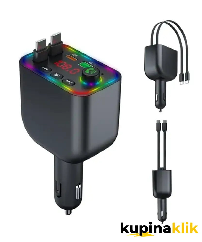 FM Transmiter Za Auto Sa Brzim Punjačem — 4u1 Bluetooth 5.3