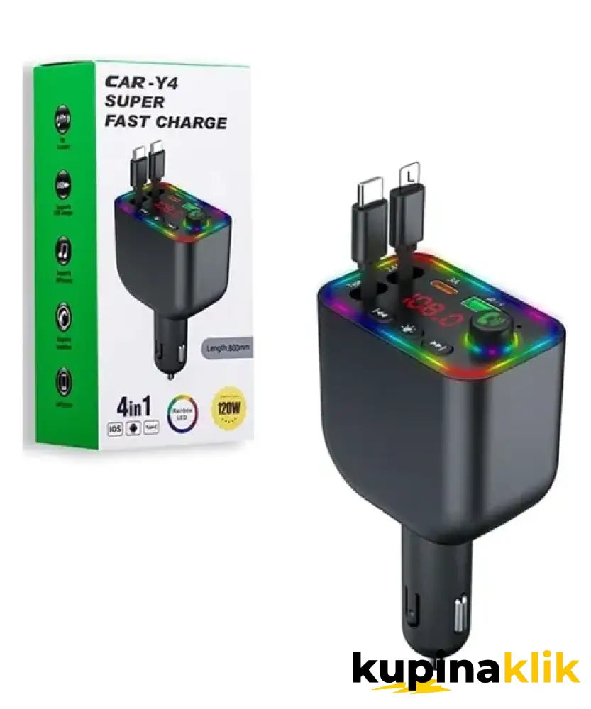 FM Transmiter Za Auto Sa Brzim Punjačem — 4u1 Bluetooth 5.3