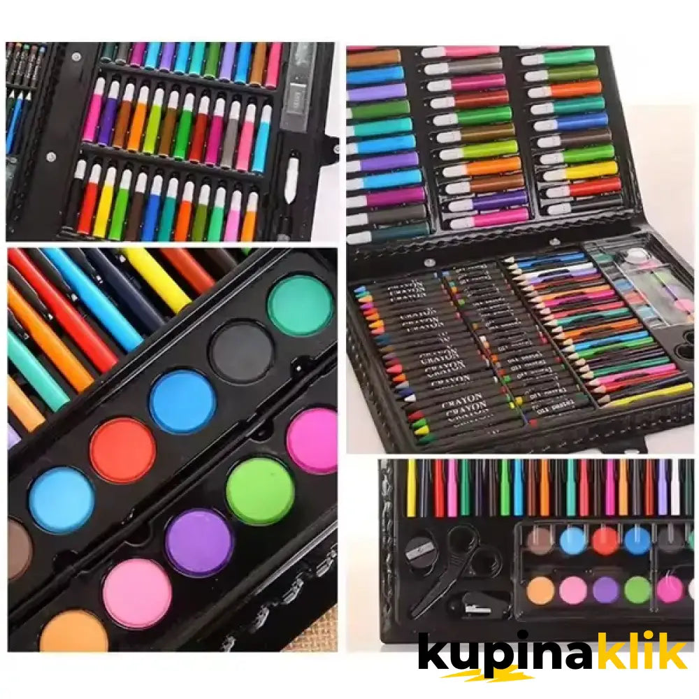 Kofer set bojica flomastera i voštanih boja set 150 komada