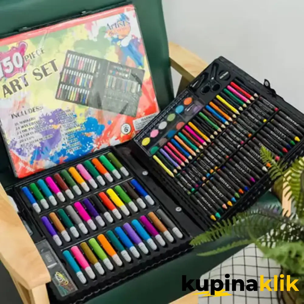 Kofer set bojica flomastera i voštanih boja set 150 komada