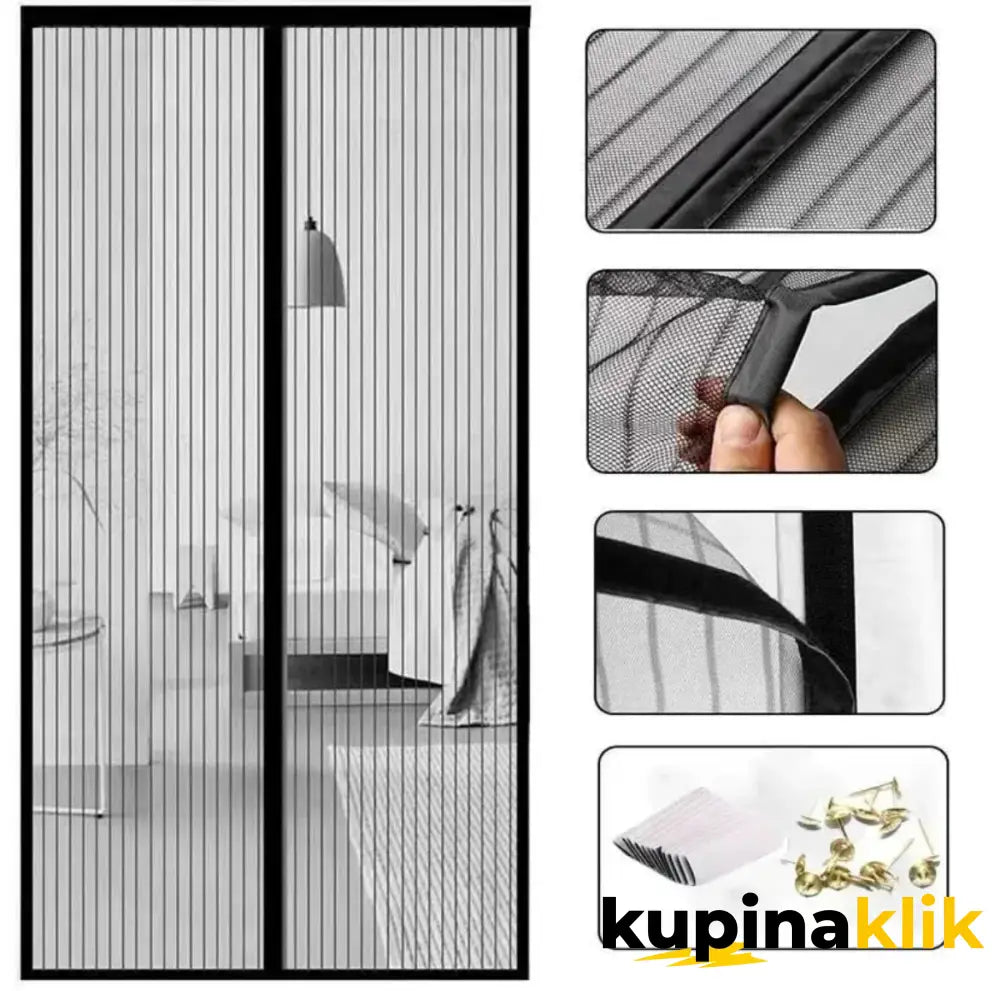 Magična magnetna mreža protiv komaraca-komarnik Crna / 100x200cm