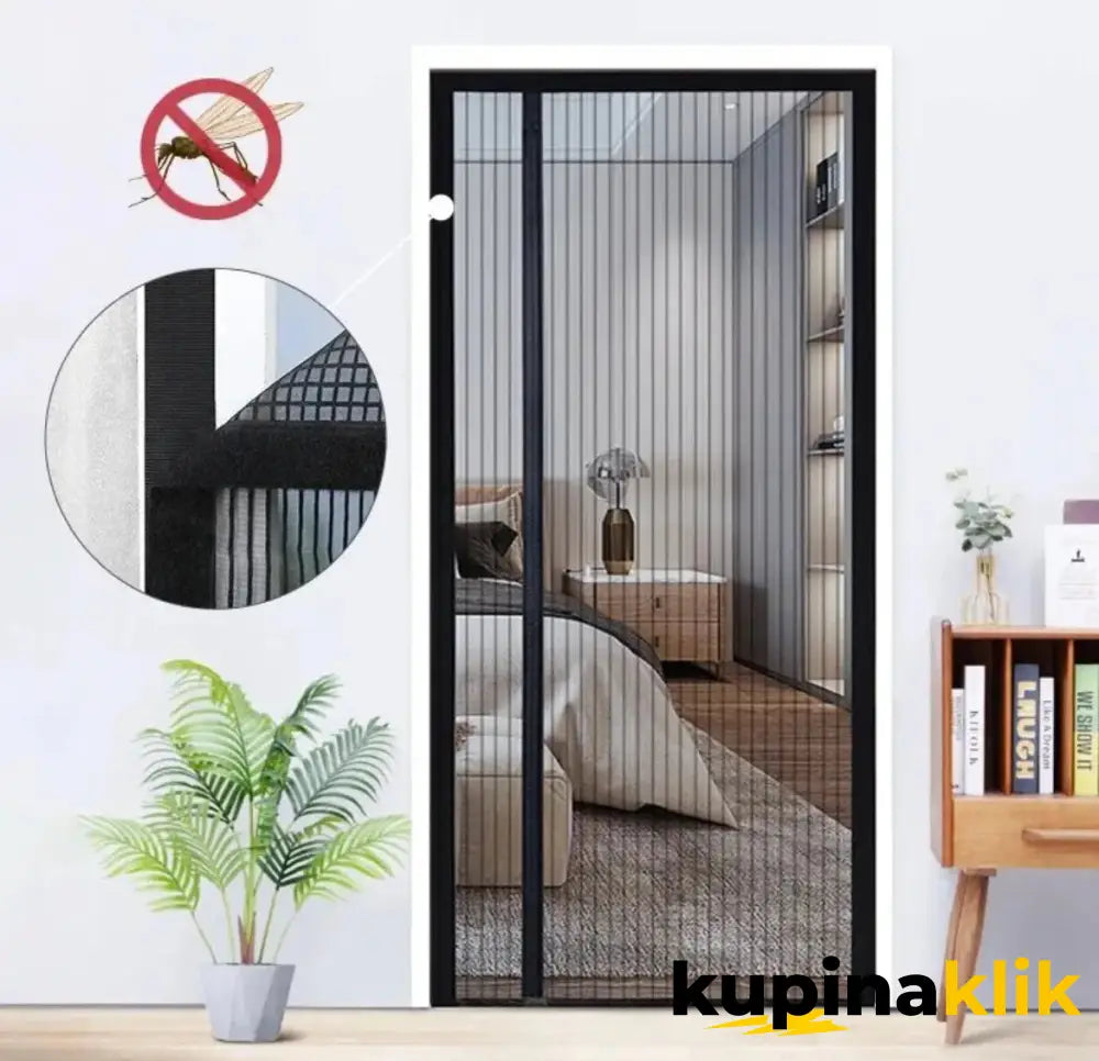 Magična magnetna mreža protiv komaraca-komarnik Crna / 100x200cm