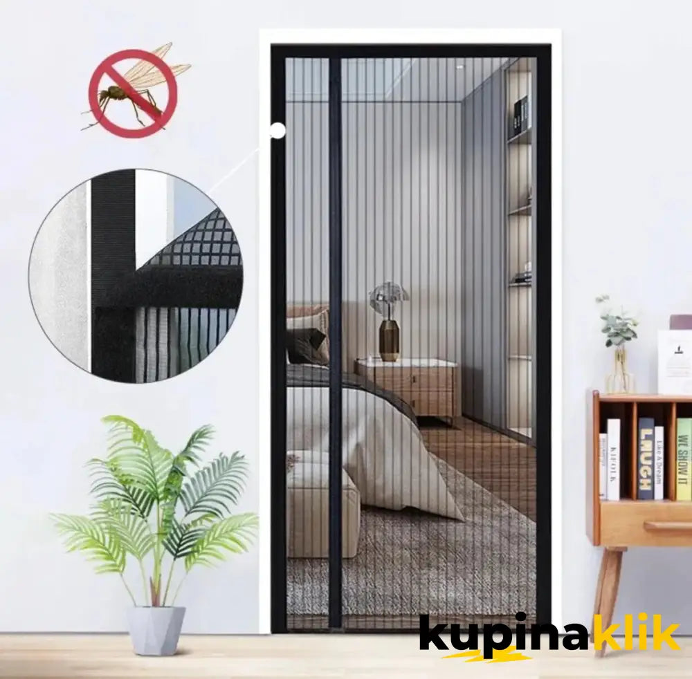 Magična magnetna mreža protiv komaraca-komarnik Crna / 100x200cm