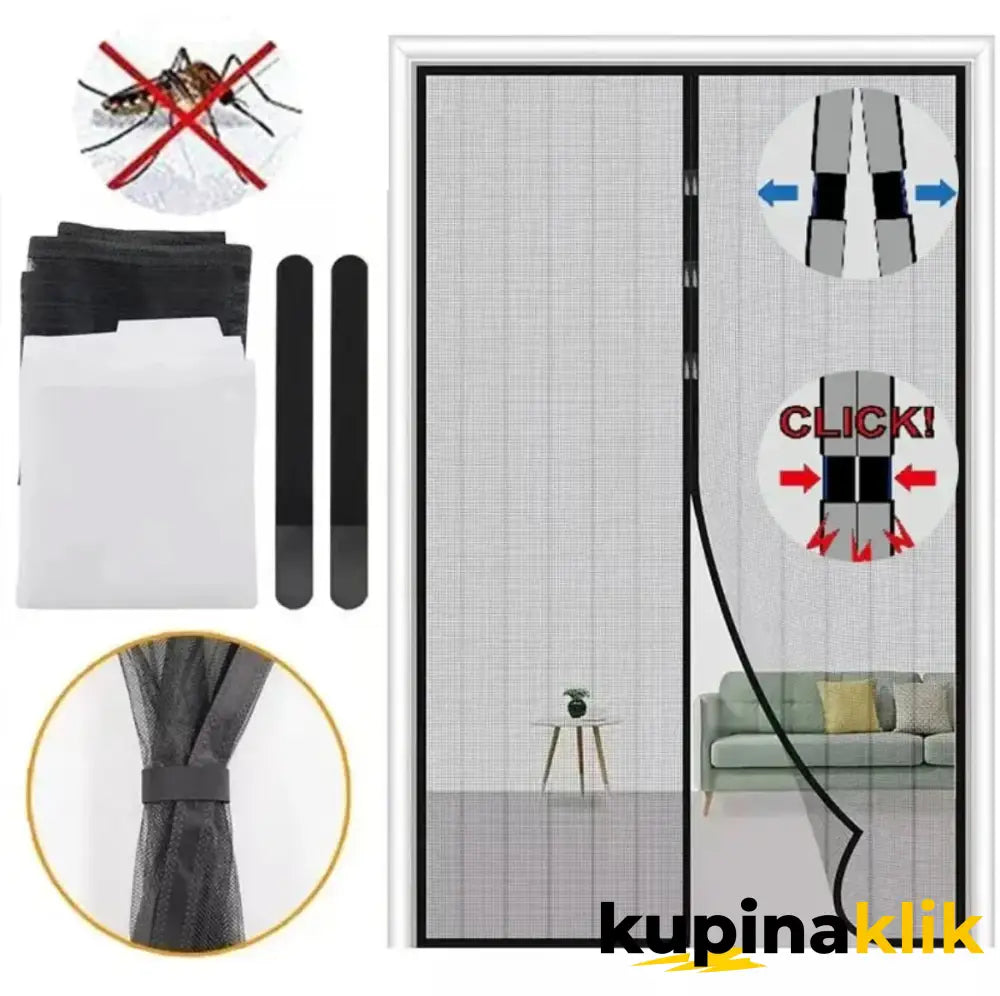 Magična magnetna mreža protiv komaraca-komarnik Crna / 100x200cm