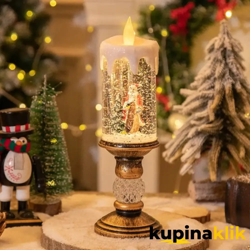 Novogodišnja lampa sveća sa Deda Mrazom - Praznična lampa