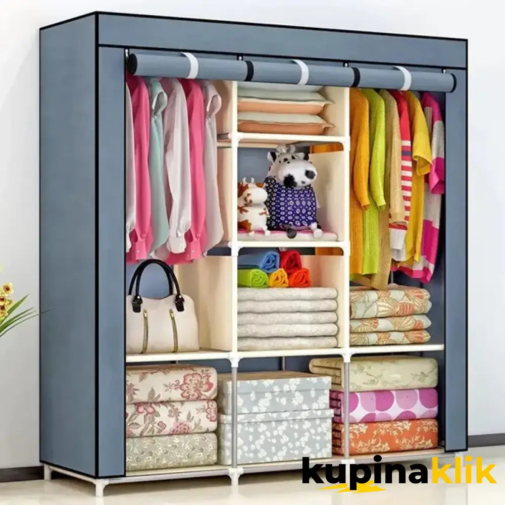 Platneni ormar za garderobu 130x45x175 cm Siva