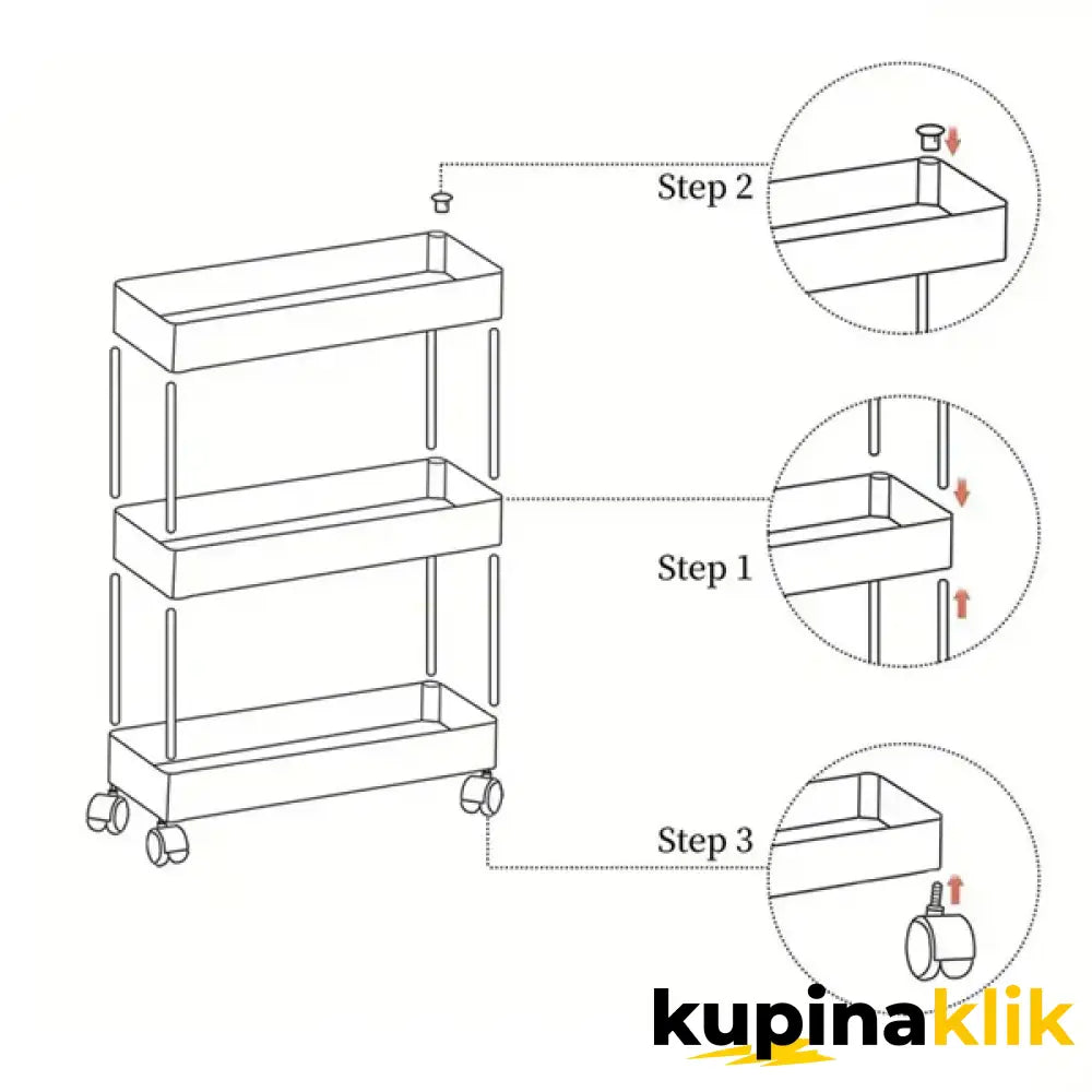 Police sa točkićima za uzani prostor