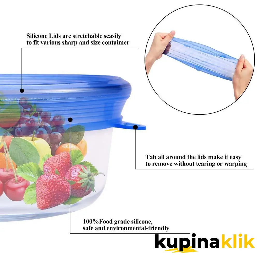 Silikonski Poklopci – Prilagodljivi Višekratni i Izdržljivi (1 + 1 Gratis) 12 Komada