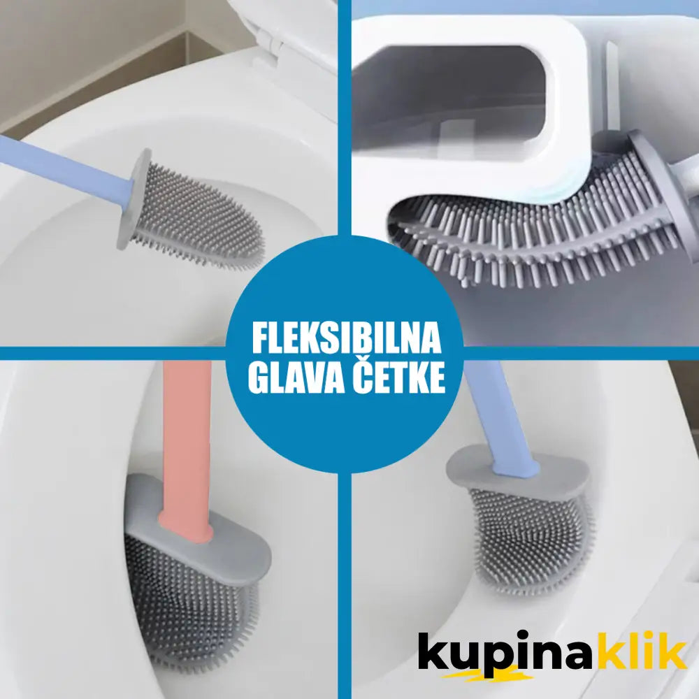 Silikonsko-gumena ergonomska četka za toalet sa držačem