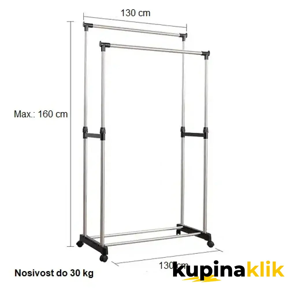 Stalak za odeću podesiv sa dve šipke