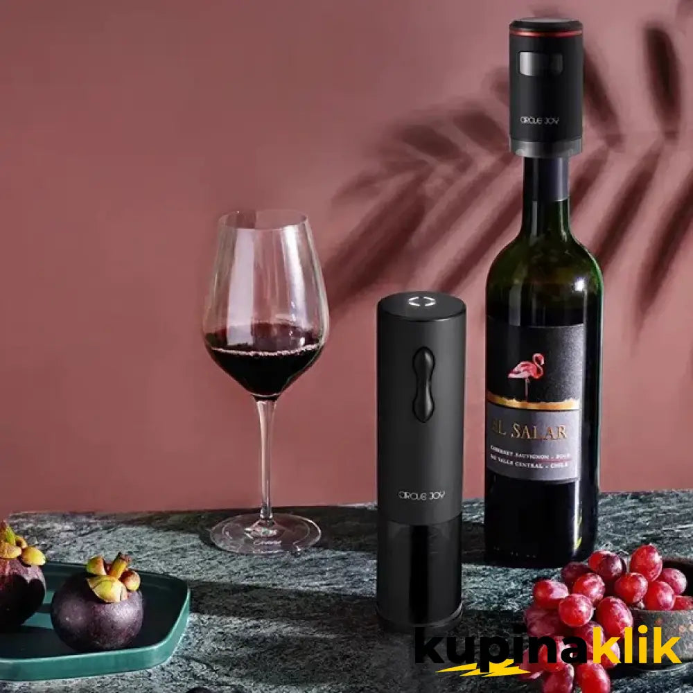 Svetleća zastakljena ruža + Električni otvarač za vino PAPAJA ROMANTIC COMBO