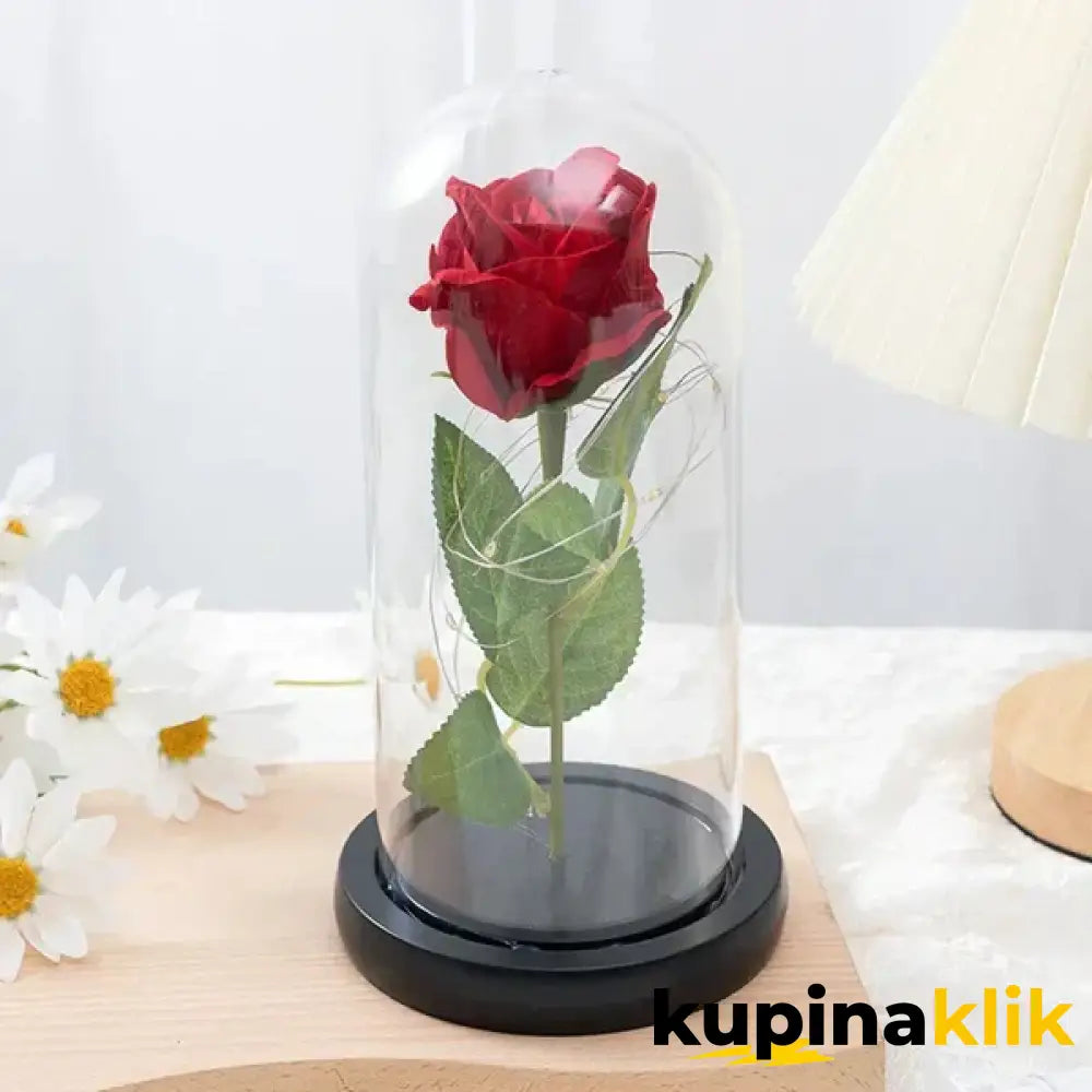 Svetleća zastakljena ruža + Električni otvarač za vino PAPAJA ROMANTIC COMBO