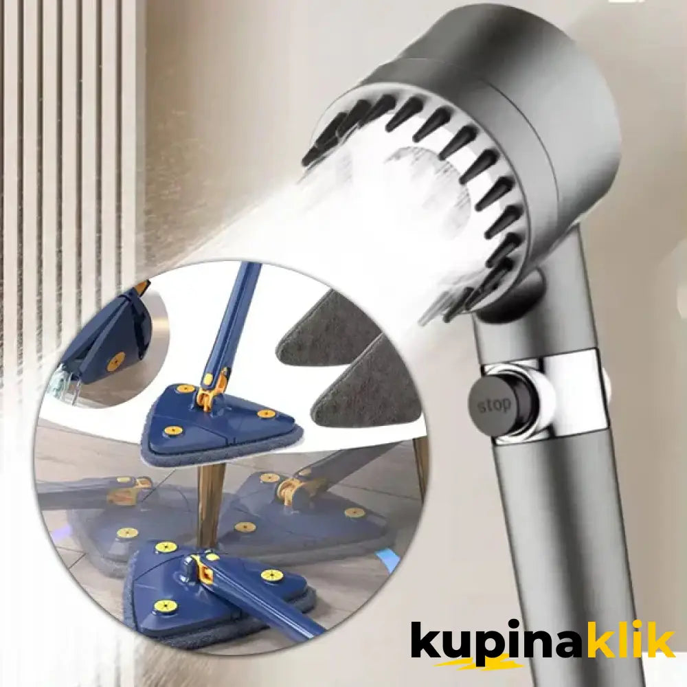 Turbo glava tuša i Trouglasti mop za podove PAPAJA COMBO